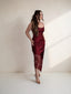 Midnight Merlot lace Asym midi