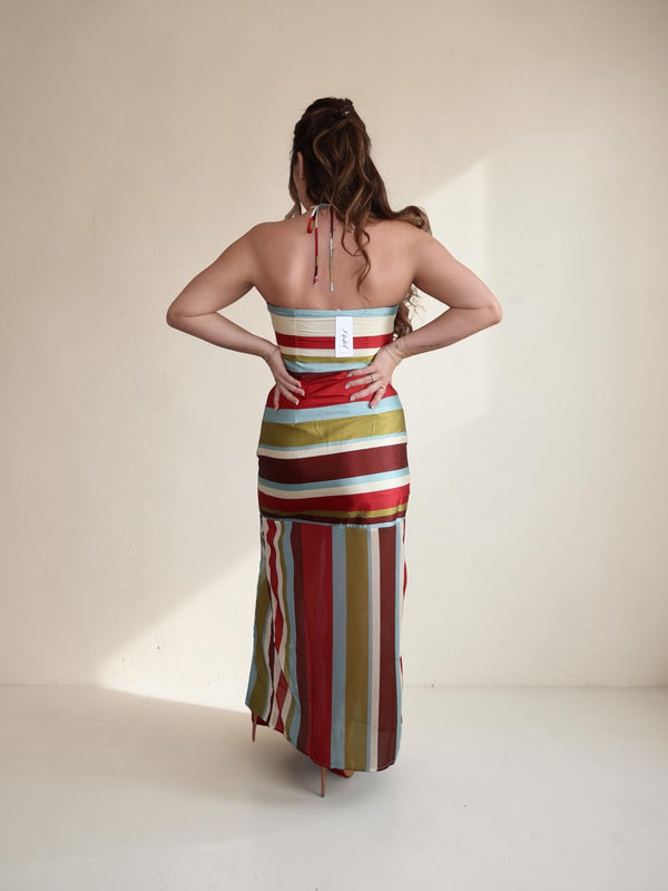Grace striped contrast maxi dress