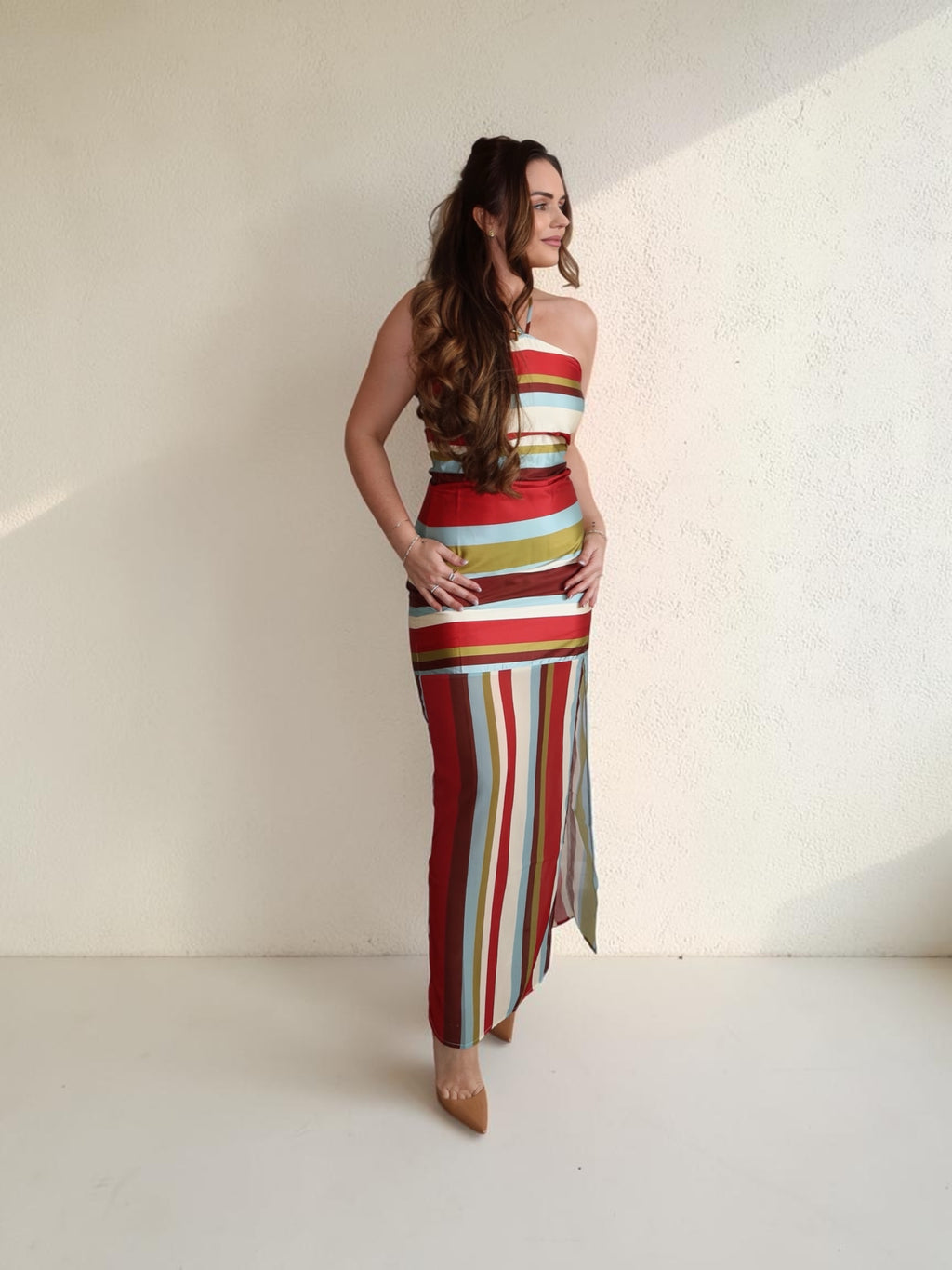 Grace striped contrast maxi dress