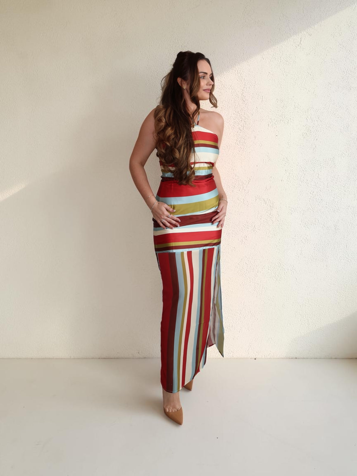 Grace striped contrast maxi dress