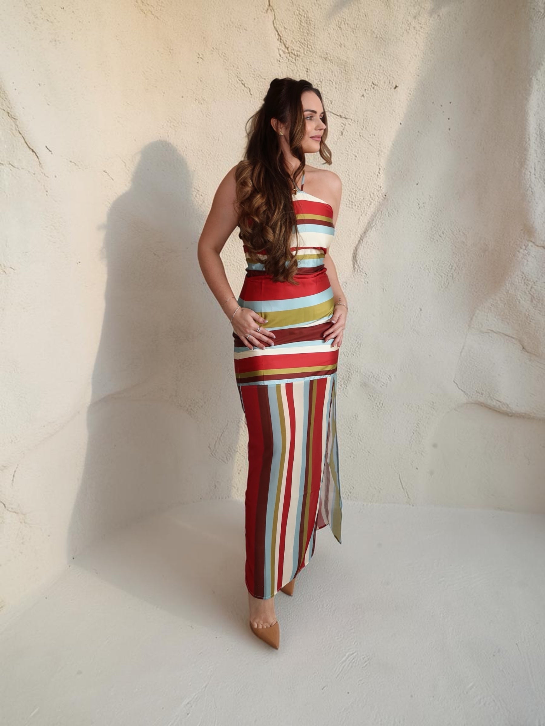 Grace striped contrast maxi dress Main image