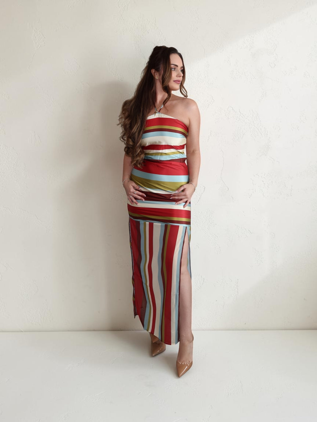Grace striped contrast maxi dress