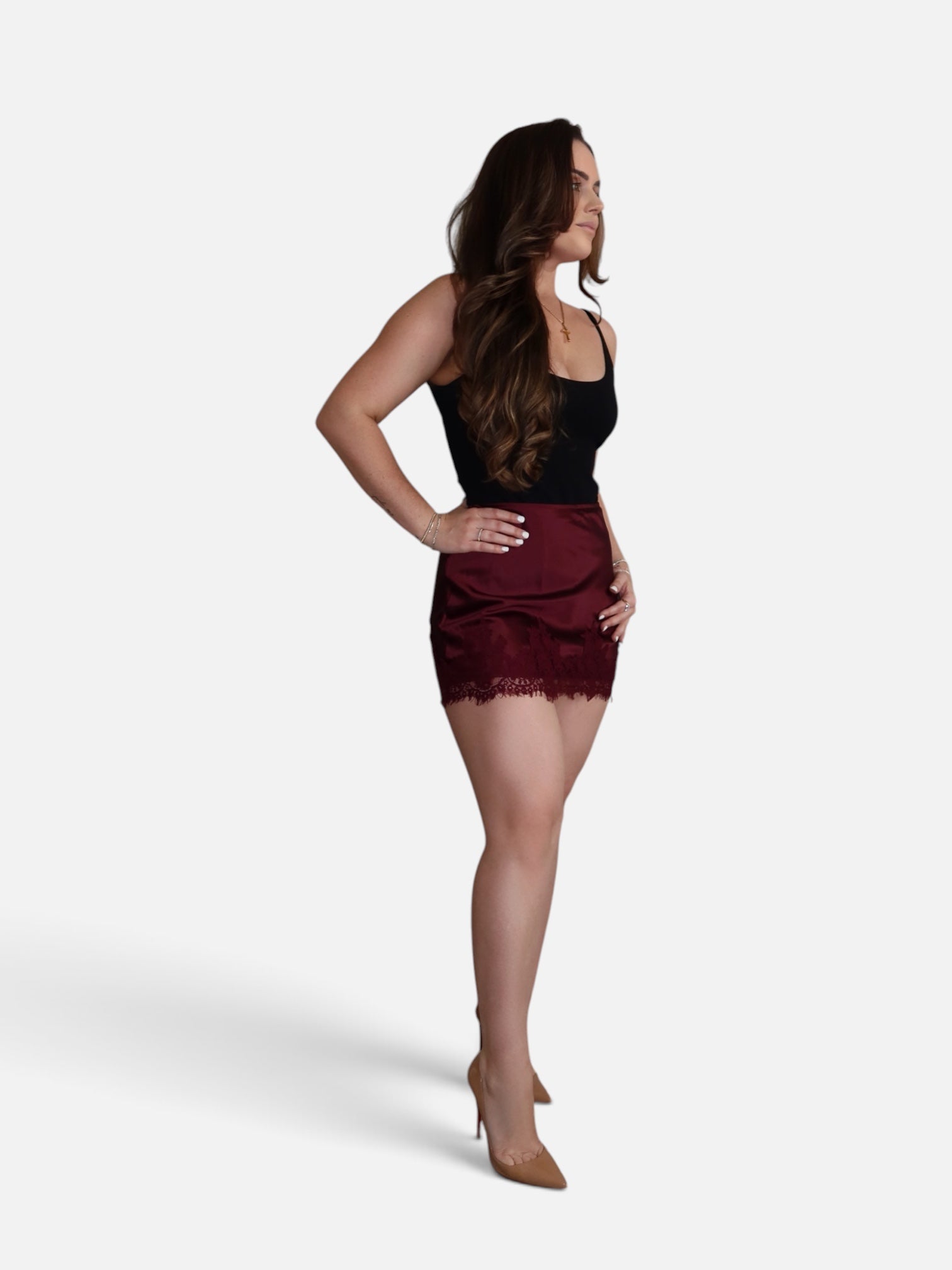 Blaire Satin & Lace Skort