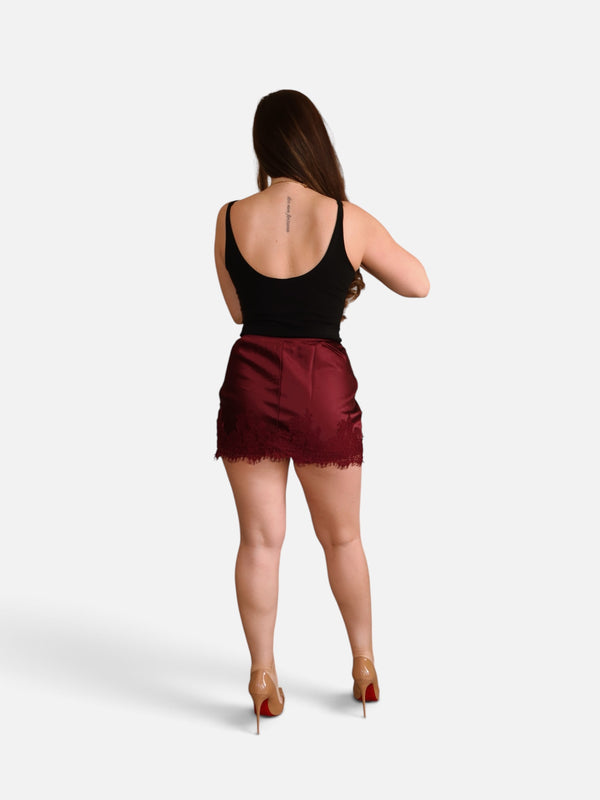 Blaire Satin & Lace Skort
