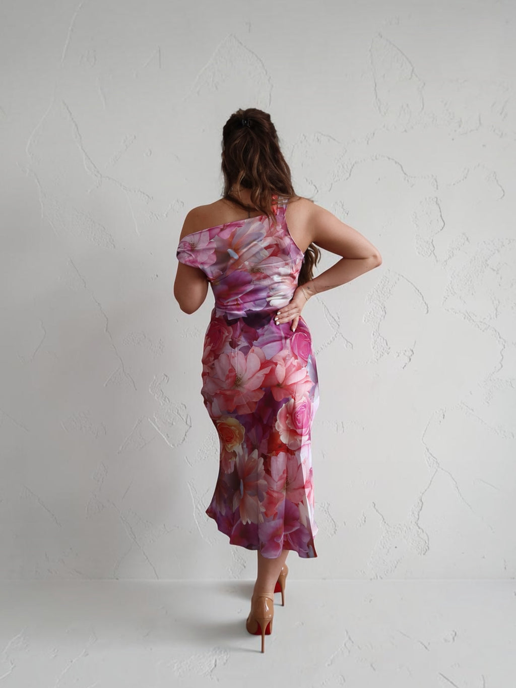 Dahlia Floral Off-Shoulder Midi