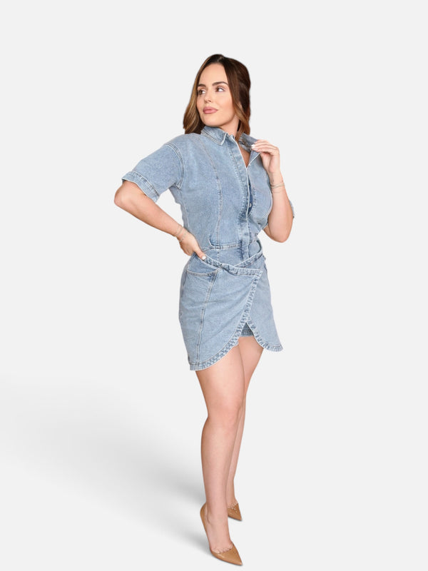 Wren Denim Wrap Style Romper
