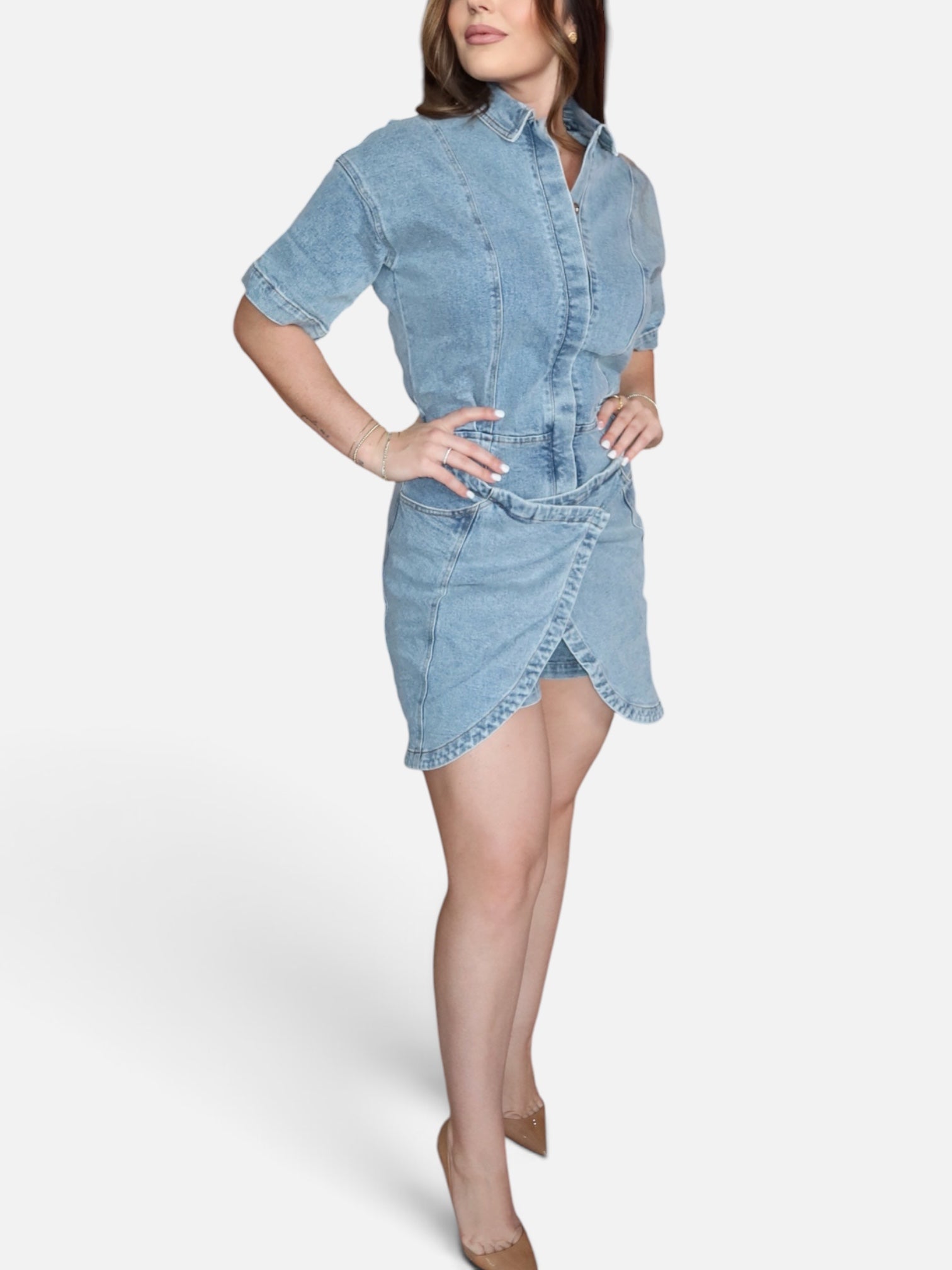 Wren Denim Wrap Style Romper Secondary image